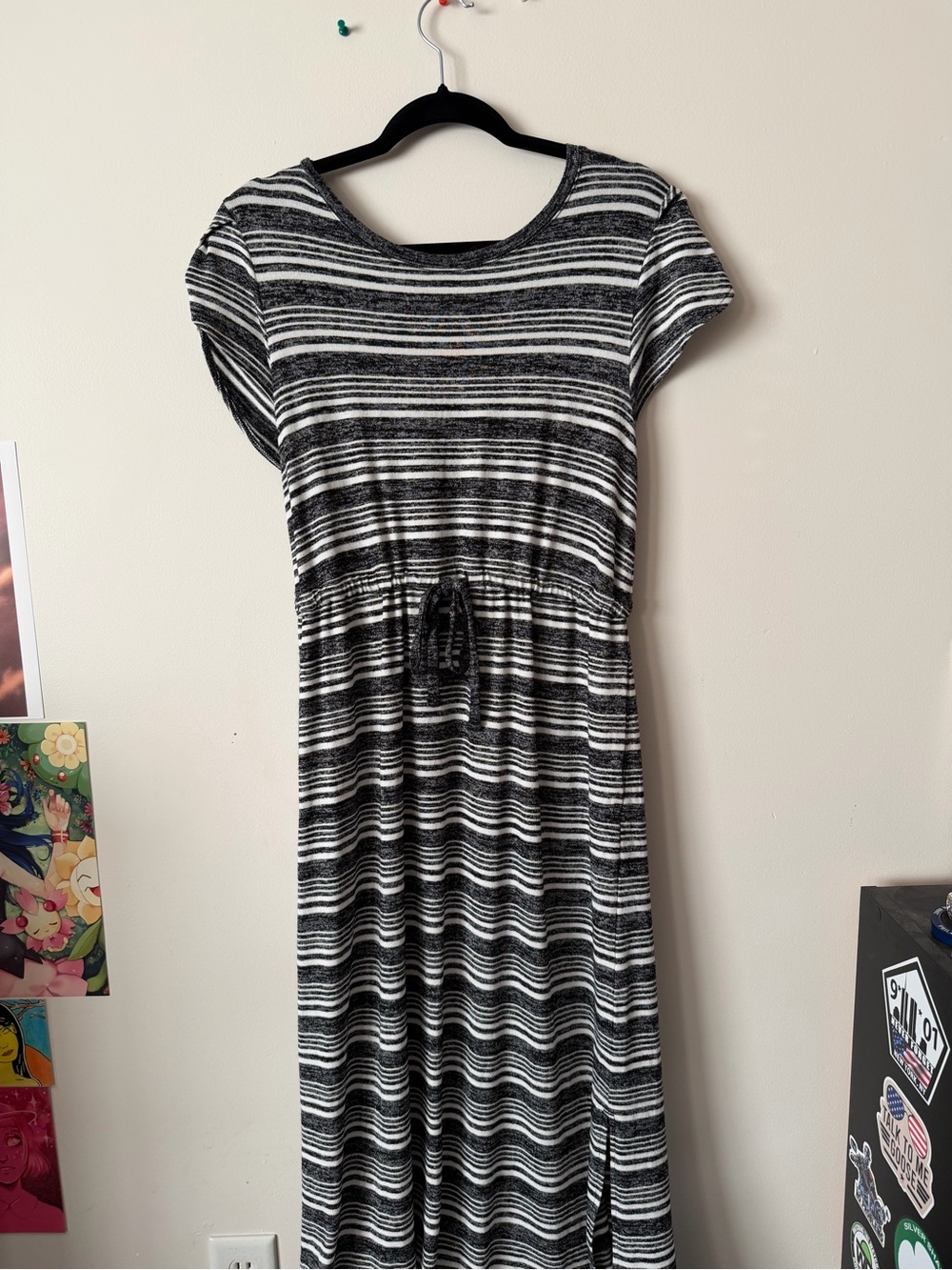 Market & Spruce Black and White Striped Maxi Dress